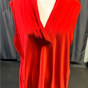Anne Klein Vibrant Red Sleeveless Blouse